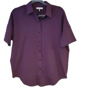 Rag & Bone Deep Plum‎ Oversized Button-down Tie Knit Shirt Women's S/P  $195